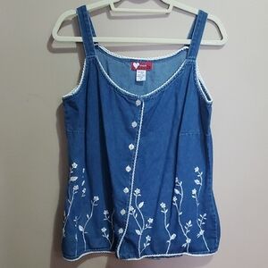 Un Deux Trois Cotton Strapless Top With White Lace Size 16